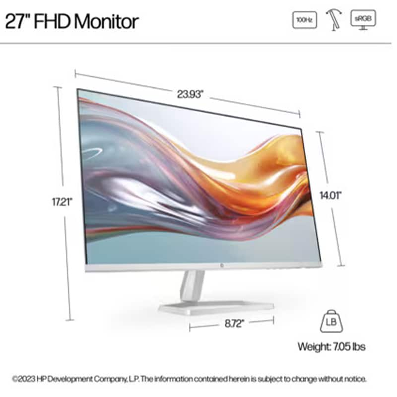 HP Series 5 27 Inch FHD White Monitor 527sw P C Richard Son