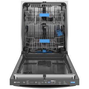 GE Profile 24 in. Top Control Smart Dishwasher with 39 dBA Sound Level, 3rd-Rack & Microban Antimicrobial Technology - Fingerprint Resistant Black Stainless, , hires