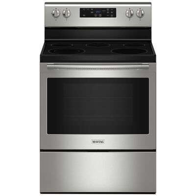 Maytag 30 in. 5.3 cu. ft. Oven Freestanding Electric Range with 5 Radiant Burners - Fingerprint Resistant Stainless Steel | MER4800PZ