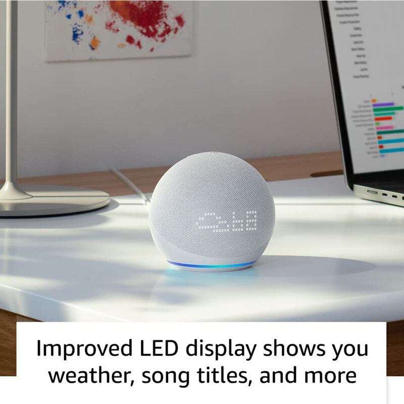  Echo Dot with Clock (5th Gen, 2022 Release) Smart Speaker with  Alexa - Glacier White