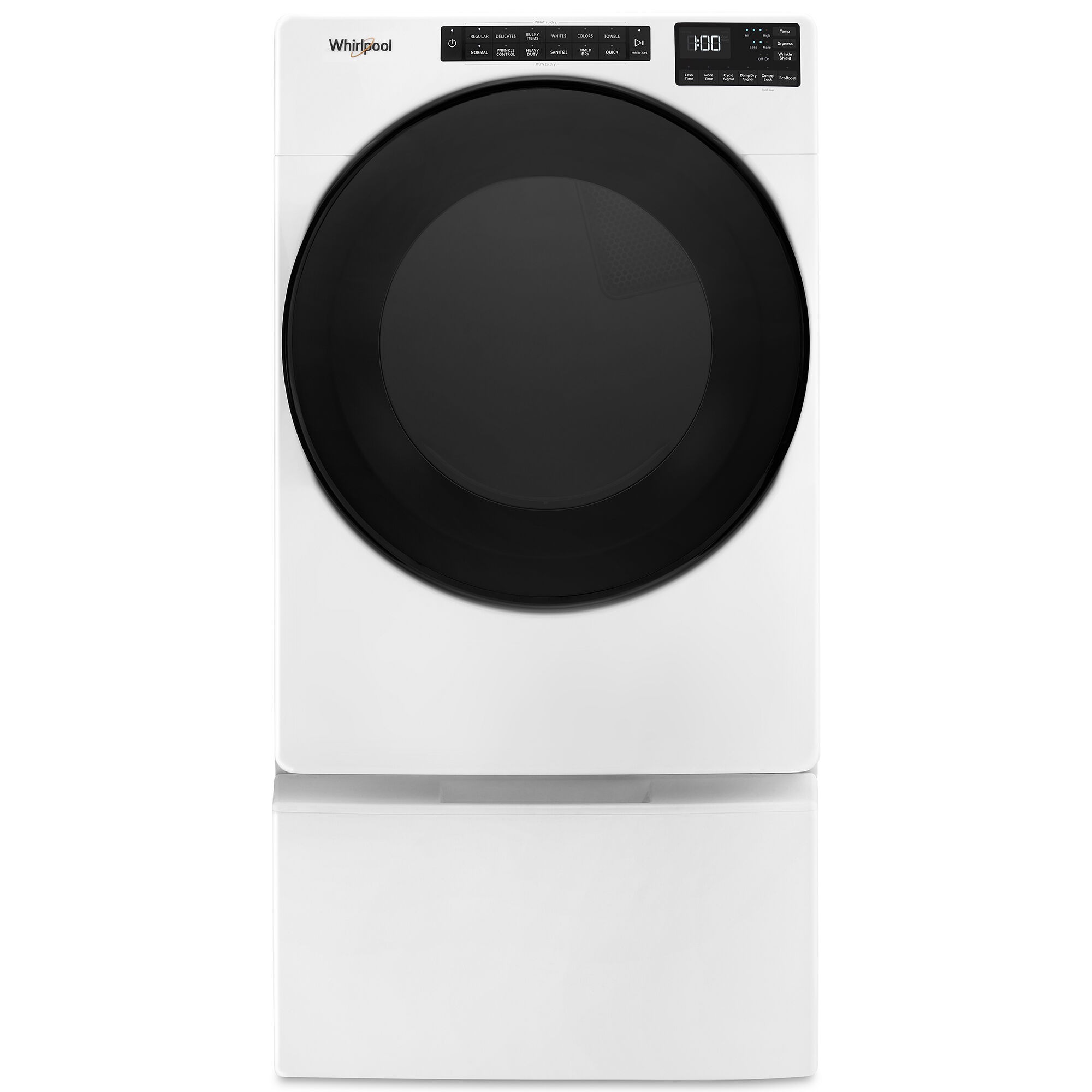 Whirlpool 27 in. 7.4 cu. ft. Stackable Electric Dryer with 36 Dryer  Programs, 5 Dry Options, Sanitize Cycle, Wrinkle Care & Sensor Dry - White