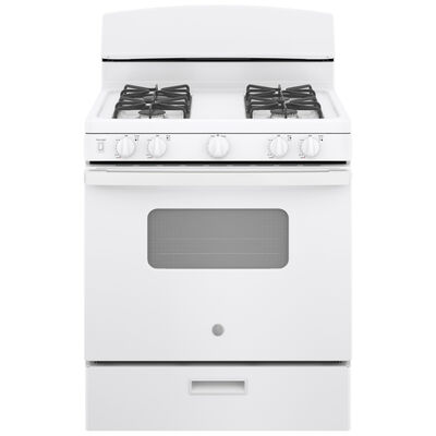 GE 30 in. 4.8 cu. ft. Oven Freestanding Gas Range with 4 Sealed Burners - White | JGBS10DEMWW