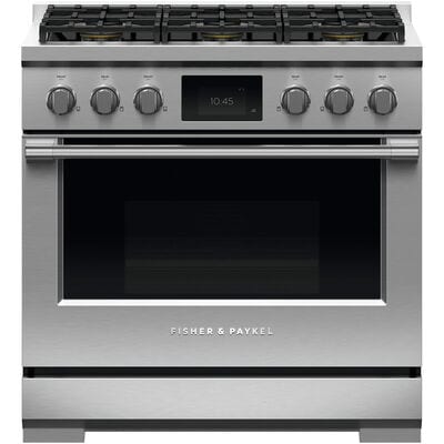 Fisher & Paykel Series 9 Professional Series 36" Freestanding Dual Fuel Range with 6 Sealed Burners, 4.8 Cu. Ft. Single Oven & Air Fry - Stainless Steel | RDV3366N