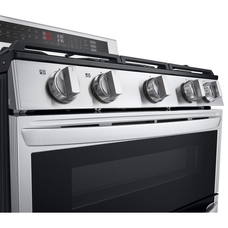 LG 30 in. 6.9 cu. ft. Smart Air Fry Convection Double Oven Freestanding Natural Gas Range with 5 Sealed Burners - Stainless Steel, , hires