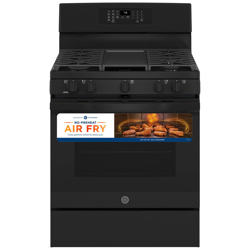 90cm 5-burner gas cooking range with black door handle & 127L oven -  Stainless steel - FNGB90JGYP