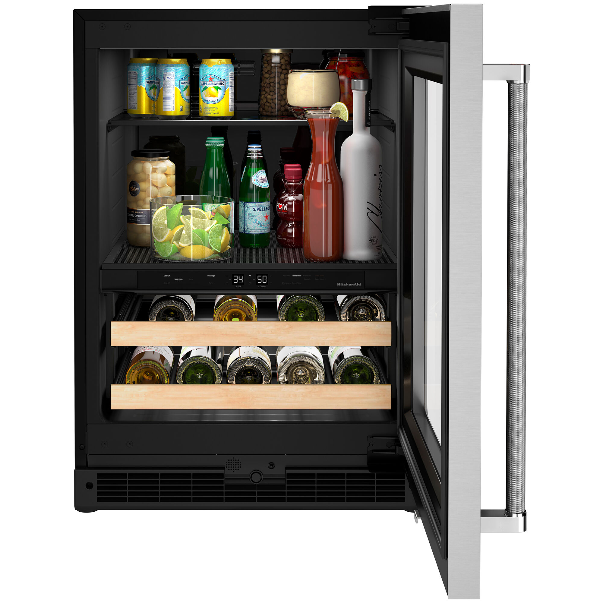 KitchenAid 24 in. 4.8 cu. ft. Built-In Beverage Center with Pull-Out  Shelves & Digital Control - Stainless Steel