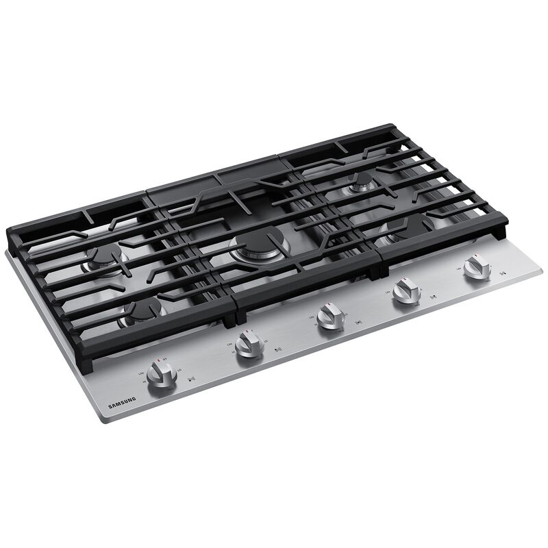 Samsung 36 in. 5-Burner Natural Gas Cooktop with Simmer Burner & Power Burner - Stainless Steel, Stainless Steel, hires