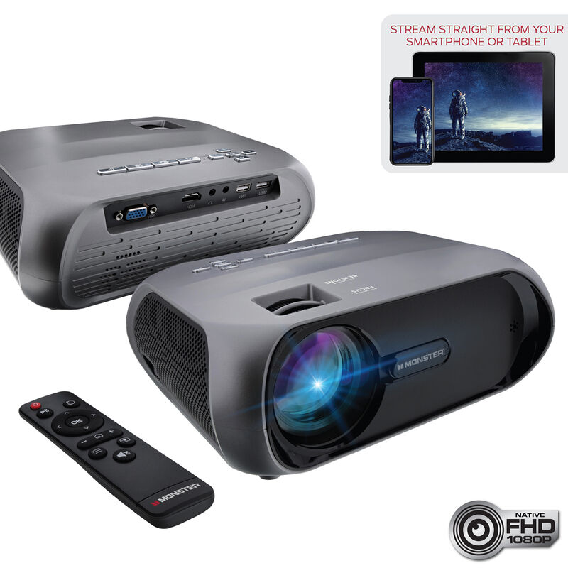 Monster Cable Vision 1920 x 1080p LCD TFT Technology Home Projector Kit, with 2000 Lumens, Comes With 120 Inch Screen/Carrying Case, , hires