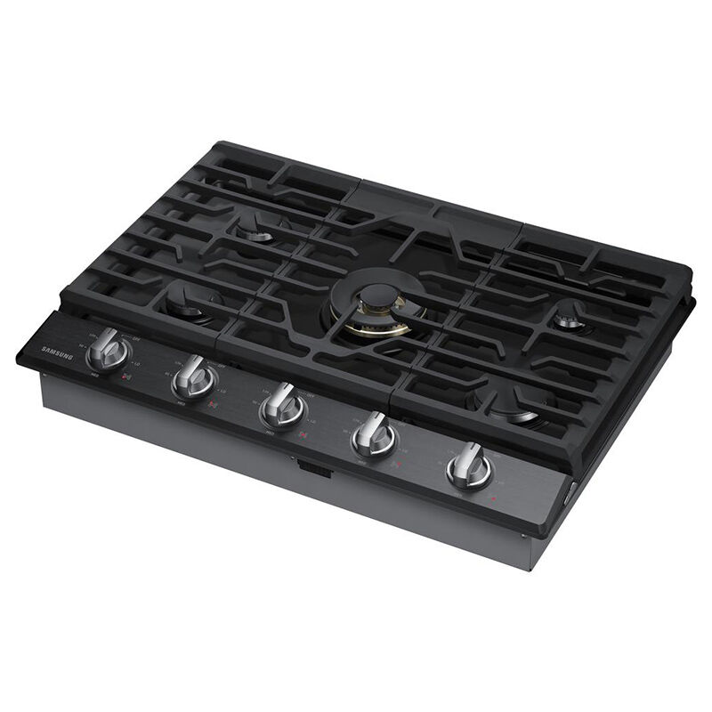 Samsung 30 in. 5-Burner Smart Natural Gas Cooktop with Bluetooth, Griddle,  Simmer Burner & Power Burner - Black Stainless Steel