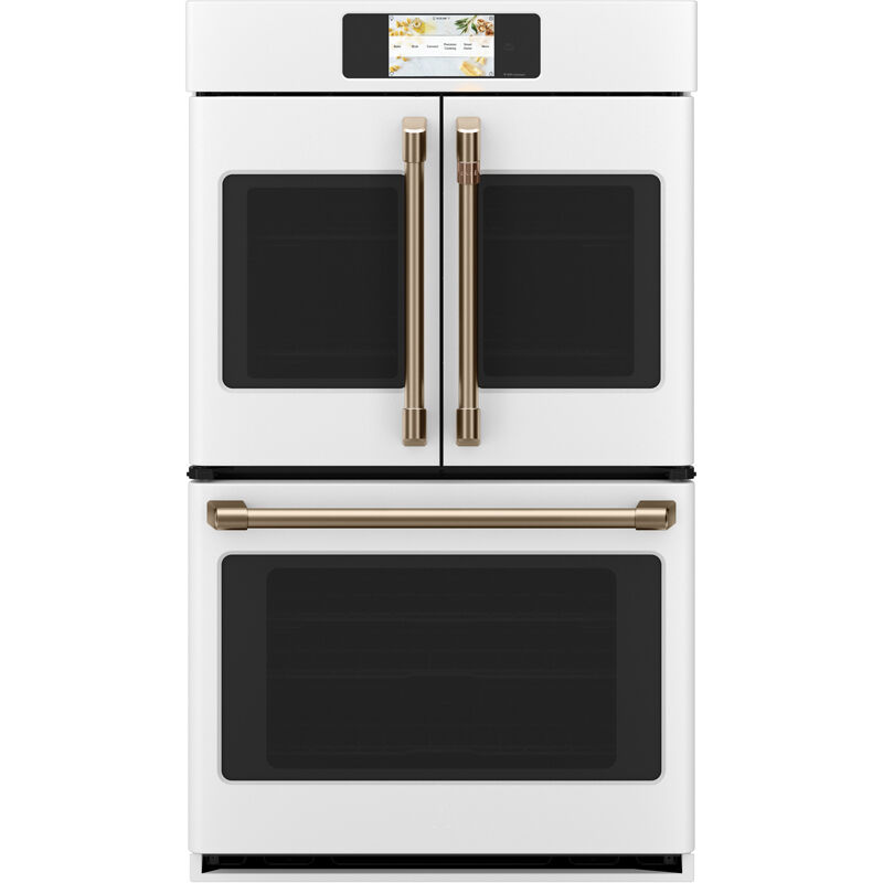 Cafe 30inch 10.0 Cu. Ft. Electric Smart Double French Door Wall Oven with  True European Convection & Self Clean - Matte White