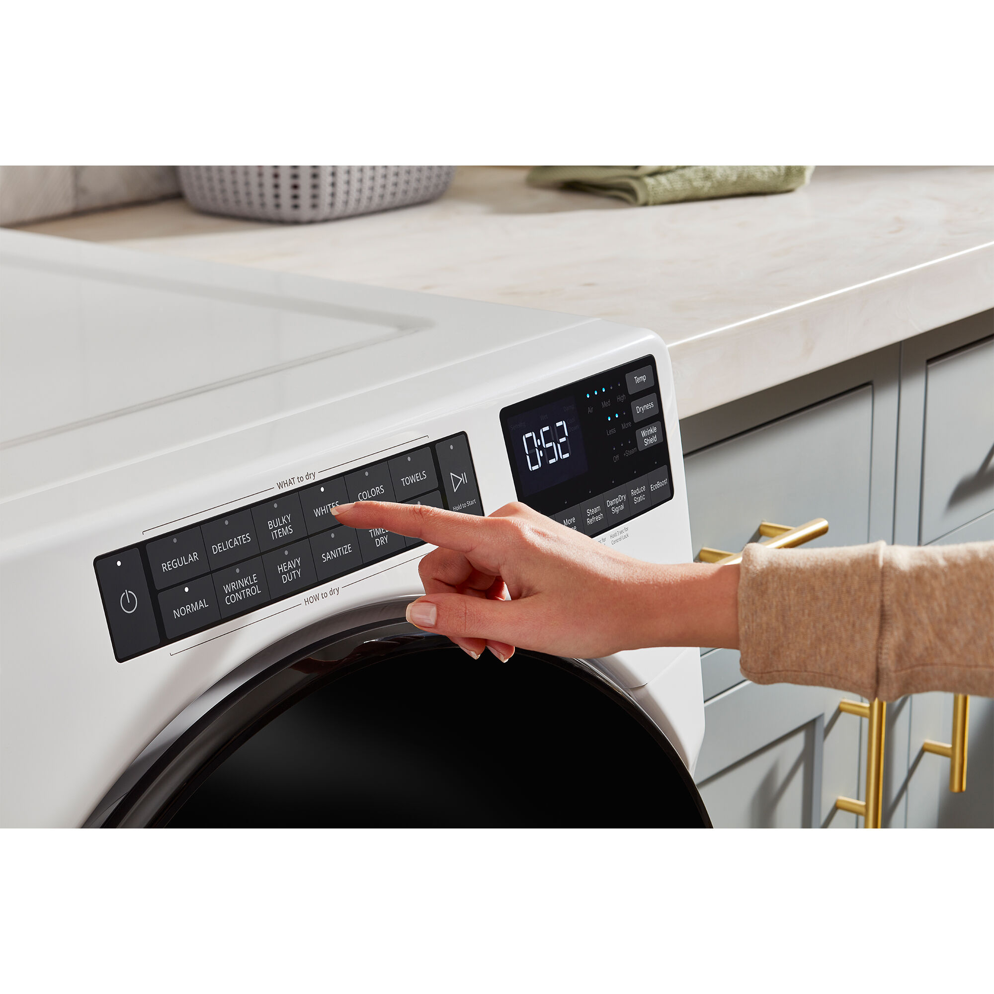 Whirlpool 27 in. 7.4 cu. ft. Electric Dryer with 37 Dryer Programs, 7 Dry  Options, Sanitize Cycle, Wrinkle Care & Sensor Dry - White