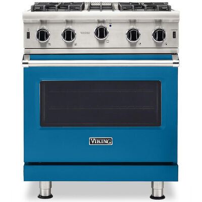 Viking 5 Series 30 in. 4.0 cu. ft. Convection Oven Freestanding Gas Range with 4 Open Burners - Alluvial Blue | VGIC53024BAB