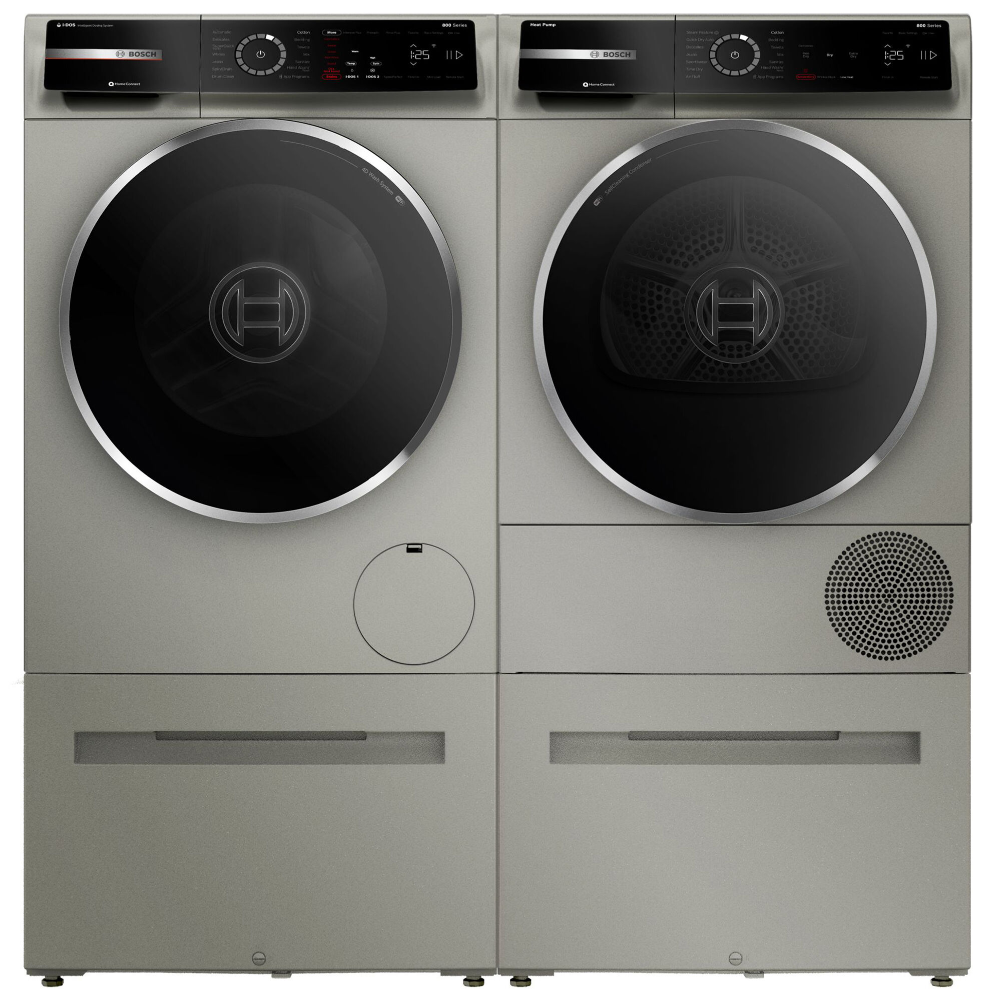 Bosch 800 Series 24 in. 2.4 cu. ft. Smart Stackable Front Load Washer with  Sanitize Cycle - Pearl Steel
