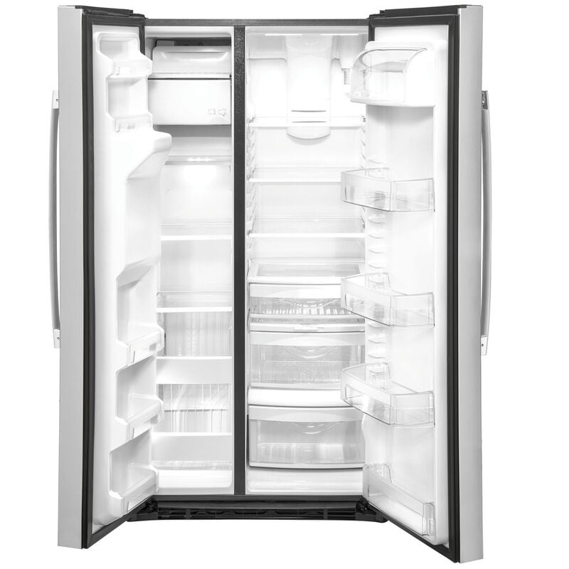 GE 36 in. 25.1 cu. ft. Side-by-Side Refrigerator with External Ice & Water Dispenser - Stainless Steel, Stainless Steel, hires