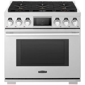 Signature Kitchen Suite 36 in. 6.3 cu. ft. Smart Convection Oven Freestanding Natural Gas Dual Fuel Range with 6 Sealed Burners - Stainless Steel, , hires