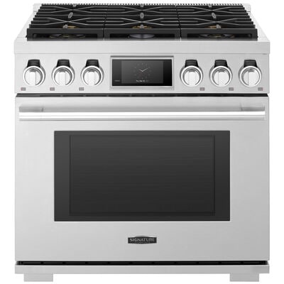 Signature Kitchen Suite 36 in. 6.3 cu. ft. Smart Convection Oven Freestanding Natural Gas Dual Fuel Range with 6 Sealed Burners - Stainless Steel | SKSDR360S