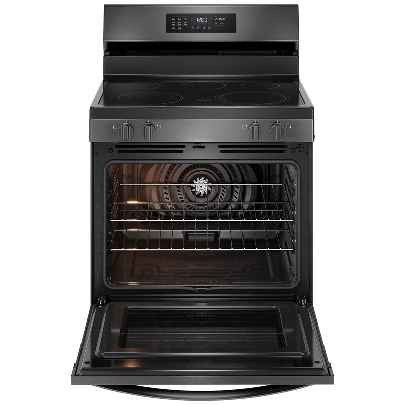 Frigidaire 30 in. 5.3 cu. ft. Air Fry Convection Oven Freestanding Electric Range with 5 Smoothtop Burners - Black Stainless, , hires