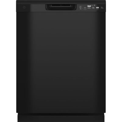 GE 24 in. Built-In Dishwasher with Front Control, 55 dBA Sound Level, 14 Place Settings, 4 Wash Cycles & Sanitize Cycle - Black | GDF535PGRBB