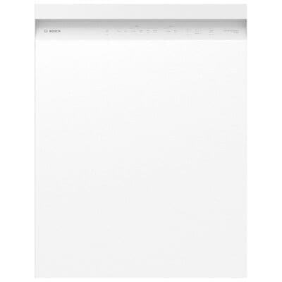 Bosch 100 Series Plus 24 in. Smart Built-In Dishwasher with Front Control, 48 dBA Sound Level, 14 Place Settings, 8 Wash Cycles & Sanitize Cycle - White | SHE4AEM2N