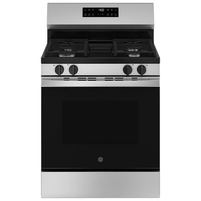 GE 400 Series 30 in. 5.3 cu. ft. Smart Oven Freestanding Natural Gas Range with 4 Sealed Burners - Stainless Steel | GGF400PVSS