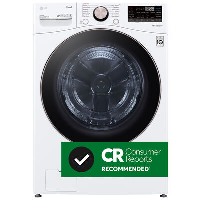 LG 27 in. 4.5 cu. ft. Smart Stackable Front Load Washer with TurboWash 360, Sanitize & Steam Wash Cycle - White | WM4000HWA