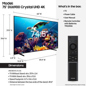 Samsung - 75" Class DU6900 Series LED 4K UHD Smart Tizen TV, , hires