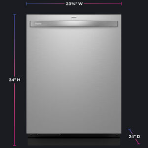 GE Profile 24 in. Top Control Smart Dishwasher with 39 dBA, 3rd Rack & Microban Antimicrobial Technology - Fingerprint Resistant Stainless, , hires