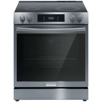 Frigidaire Gallery 30 in. 6.2 cu. ft. Air Fry Convection Oven Freestanding Electric Range with 5 Smoothtop Burners - Black Stainless Steel | GCFE3060BD