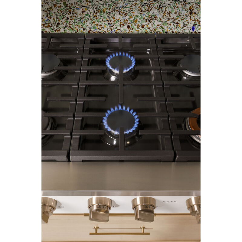 Cafe Commercial-Style 36 in. 6-Burner Natural Gas Rangetop with Simmer &  Power - Matte Black
