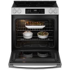 GE 30 in. 5.3 cu. ft. Smart Air Fry Convection Oven Slide-In Electric Range with 5 Radiant Burners - Fingerprint Resistant Stainless, Fingerprint Resistant Stainless, hires