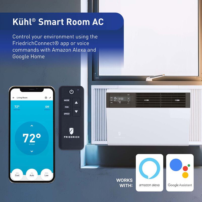 Friedrich Kuhl Series 9,500 BTU 115V Smart Window/Wall Air Conditioner with 4 Fan Speeds, Remote Control & R-32 Refrigerant - White, , hires