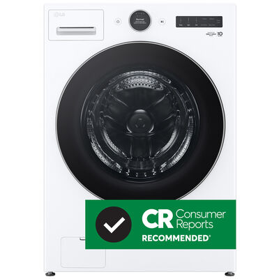 LG 27 in. 4.5 cu. ft. Smart Stackable Front Load Washer with AI DD Built-In Intelligence, TurboWash 360 Technology, Allergiene, Sanitize & Steam Wash Cycle - White | WM5500HWA