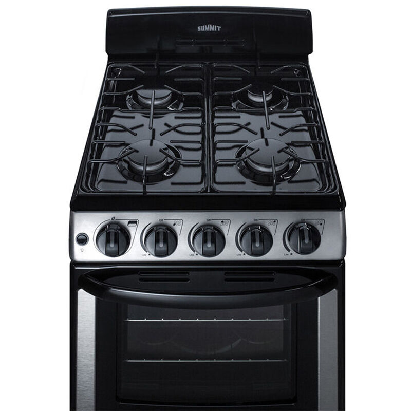 Summit 20 in. 2.3 cu. ft. Oven Freestanding Gas Range with 4 Sealed Burners  - Stainless Steel