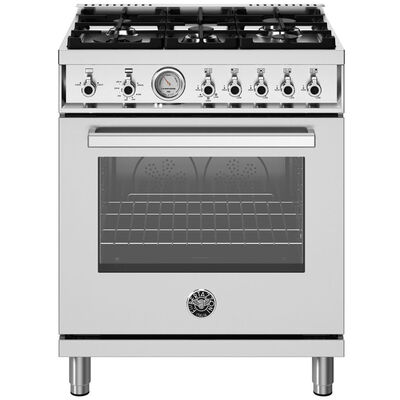 Bertazzoni Professional Series 30 in. 4.7 cu. ft. Convection Oven Freestanding LP Gas Range with 5 Sealed Burners - Stainless Steel | PRO305GASXVL