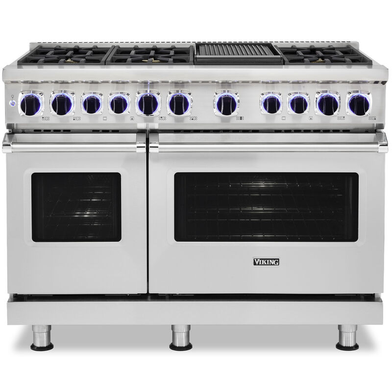 Viking Professional 7 Series 36-Inch 4 Burner Propane Gas Dual Fuel Range  With Griddle - Stainless Steel - VDR7364GSSLP : BBQGuys