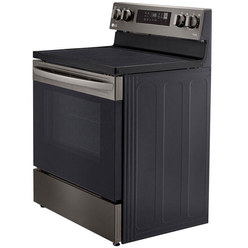 LG 30" Freestanding Electric Range with 5 Smoothtop Burners, 6.3 Cu. Ft. Single Oven with Air Fry & Storage Drawer - Black Stainless Steel, Black Stainless, hires