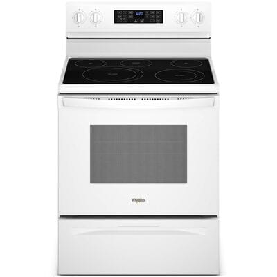 Whirlpool 30 in. 5.3 cu. ft. Air Fry Convection Oven Freestanding Electric Range with 5 Smoothtop Burners - White | WFE550S0LW