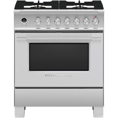 Fisher & Paykel Series 9 Classic 30 in. 3.5 cu. ft. Convection Oven Freestanding Dual Fuel Range with 4 Sealed Burners - Stainless Steel | OR30SCG6X1