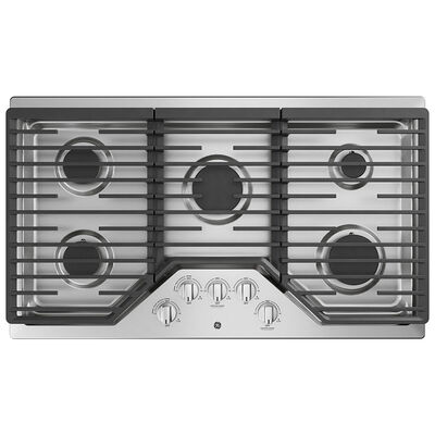 GE 36 in. Natural Gas Cooktop with 5 Sealed Burners - Stainless Steel | JGP5036SLSS