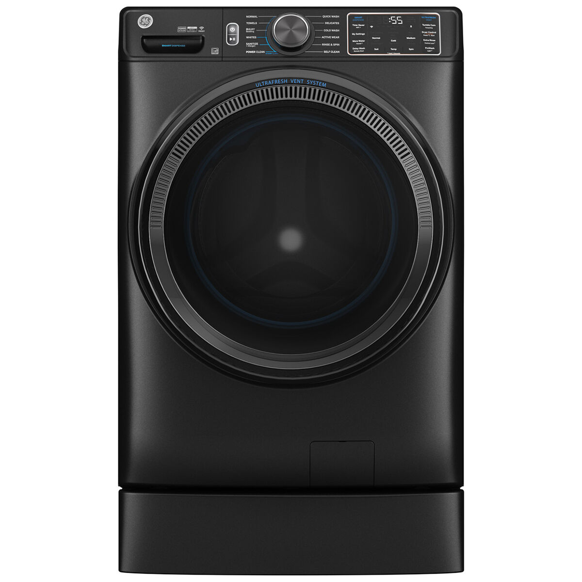 GE 28 in. 5.0 cu. ft. Smart Stackable Front Load Washer with OdorBlock,  Sanitize Cycle & Steam Cycle - Carbon Graphite