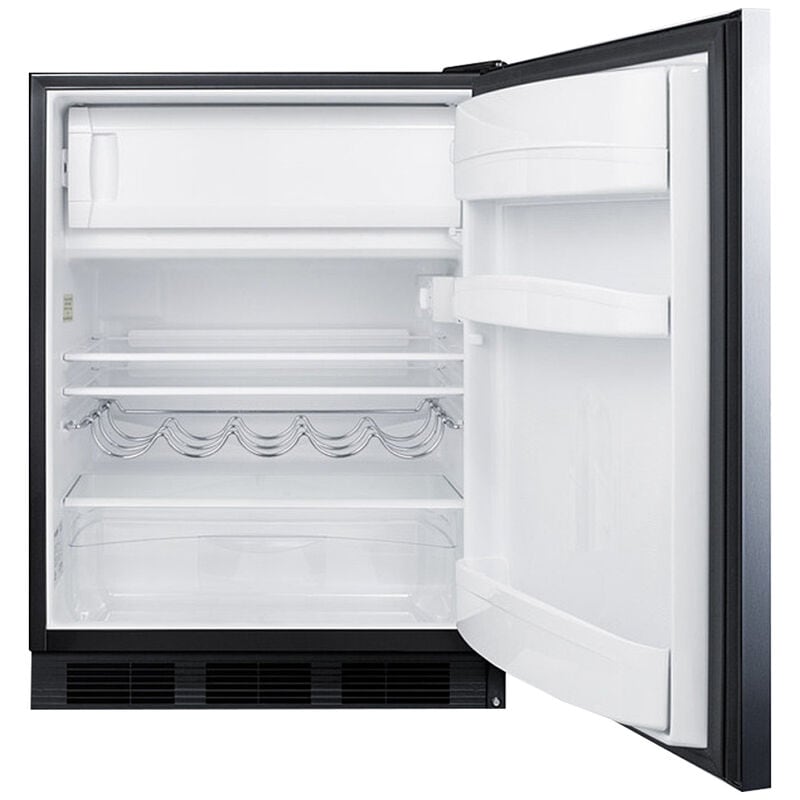 Summit 24 in. 5.1 cu. ft. Undercounter Refrigerator - Stainless Steel with Black Cabinet, , hires