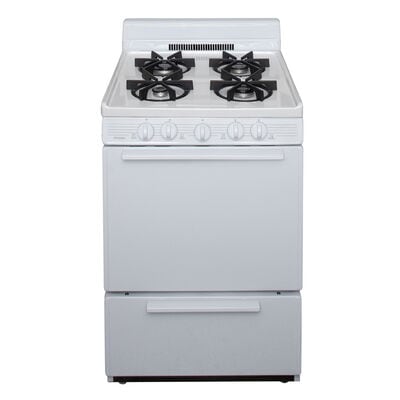 Premier 24 in. 2.9 cu. ft. Oven Freestanding Gas Range with 4 Sealed Burners - White | SJK100OP