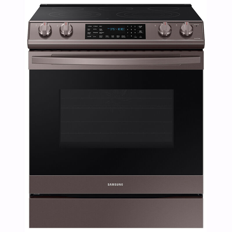 Samsung 30 Slide In Electric Range With 5 Smoothtop Burners 6 3 Cu Ft Single Oven Storage Drawer Tuscan Stainless Steel P C Richard Son
