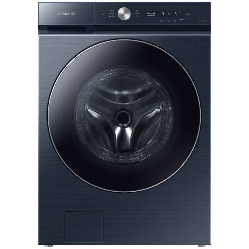 Samsung Bespoke 5.3-cu ft High Efficiency Stackable Steam Cycle Smart Front-Load  Washer (Brushed Navy) ENERGY STAR in the Front-Load Washers department at