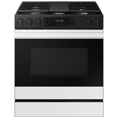 Samsung Bespoke 30 in. 6.0 cu. ft. Smart Air Fry Convection Oven Slide-In Natural Gas Range with 5 Sealed Burners & Griddle - White Glass | NSG6DB830012