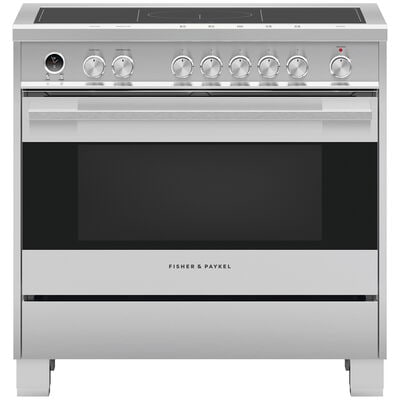 Fisher & Paykel Series 5 Contemporary 36 in. 4.9 cu. ft. Convection Oven Freestanding Electric Range with 5 Induction Zones - Stainless Steel | OR36SDI6X1