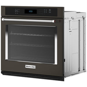 KitchenAid 27 in. 4.3 cu. ft. Electric Smart Wall Oven with True European Convection & Self Clean - Black Stainless Steel with PrintShield Finish, , hires
