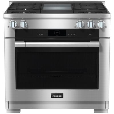 Miele 36 in. 5.8 cu. ft. Convection Oven Freestanding Gas Range with 6 Sealed Burners & Griddle - Clean Touch Steel | HR1936-3DFGD