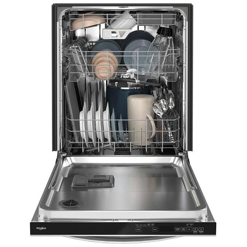 Whirlpool 24 in. Built-In Dishwasher with Top Control, 47 dBA Sound Level,  15 Place Settings, 5 Wash Cycles & Sanitize Cycle - Stainless Steel
