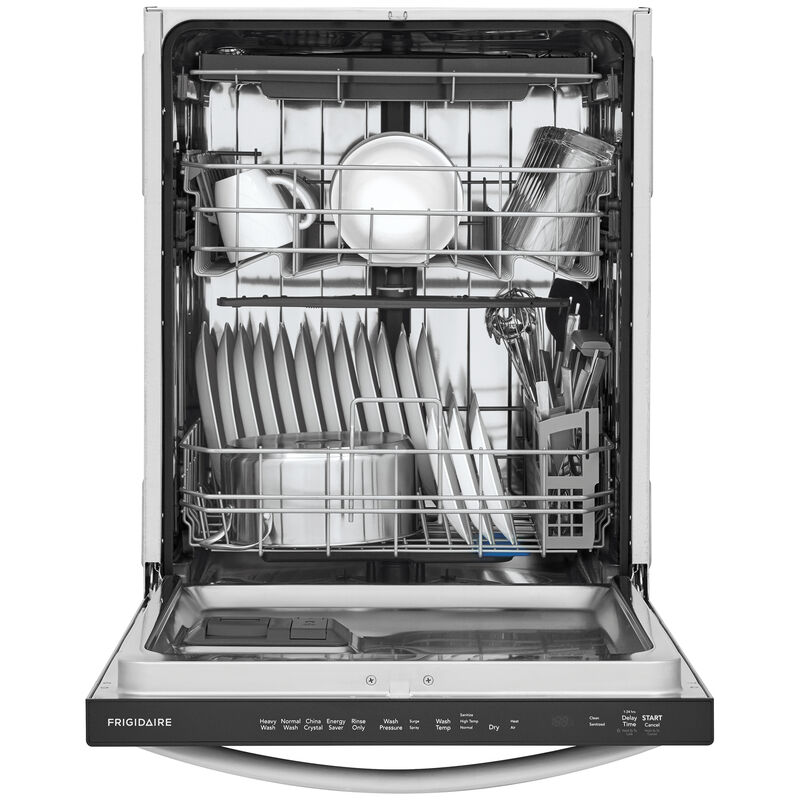 Frigidaire FFBD2411NS Full Console Dishwasher with 14-Place Setting  Capacity, NSF-Certified Sanitize Cycle, 2-6 Hour Delay Wash, SpaceWise  Silverware Basket, Self-Cleaning Filter, Ready-Select Controls, Silence  Rating of 55 dBA and ENERGY STAR: Stainless